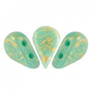 Les perles par Puca® Amos beads Opaque green turquoise splash 63130/94401